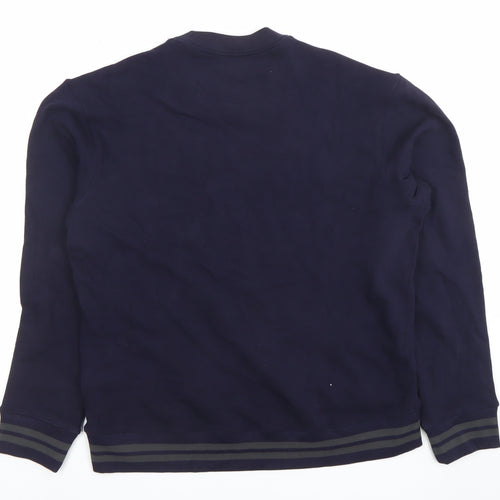 Jachs Men's Blue Cotton Crew Neck Pullover Sweatshirt Size M