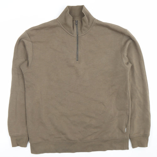 Jack & Jones Men's Brown 1/2 Zip Fleece Sweatshirt Size L