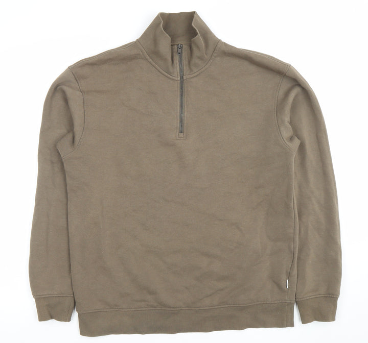 Jack & Jones Men's Brown 1/2 Zip Fleece Sweatshirt Size L