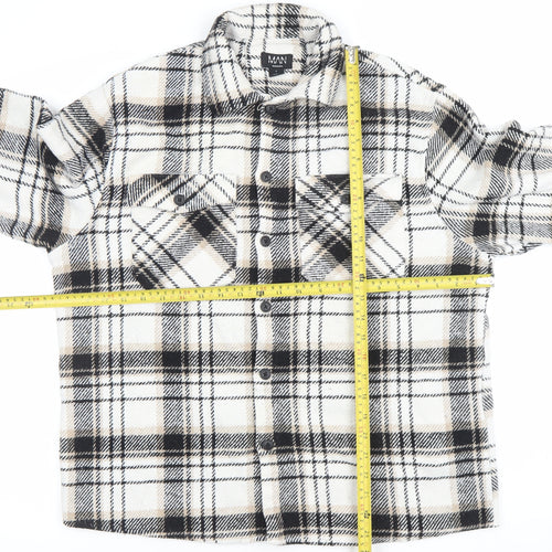 boohooMAN Men's Multicoloured Plaid Flannel Shacket L