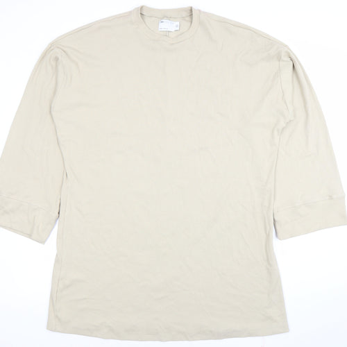 ASOS Women Beige 3/4 Sleeve Cotton Stretch T-Shirt Dress Size 14
