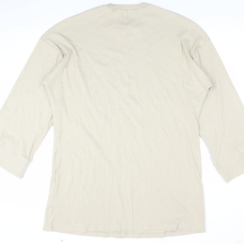 ASOS Women Beige 3/4 Sleeve Cotton Stretch T-Shirt Dress Size 14
