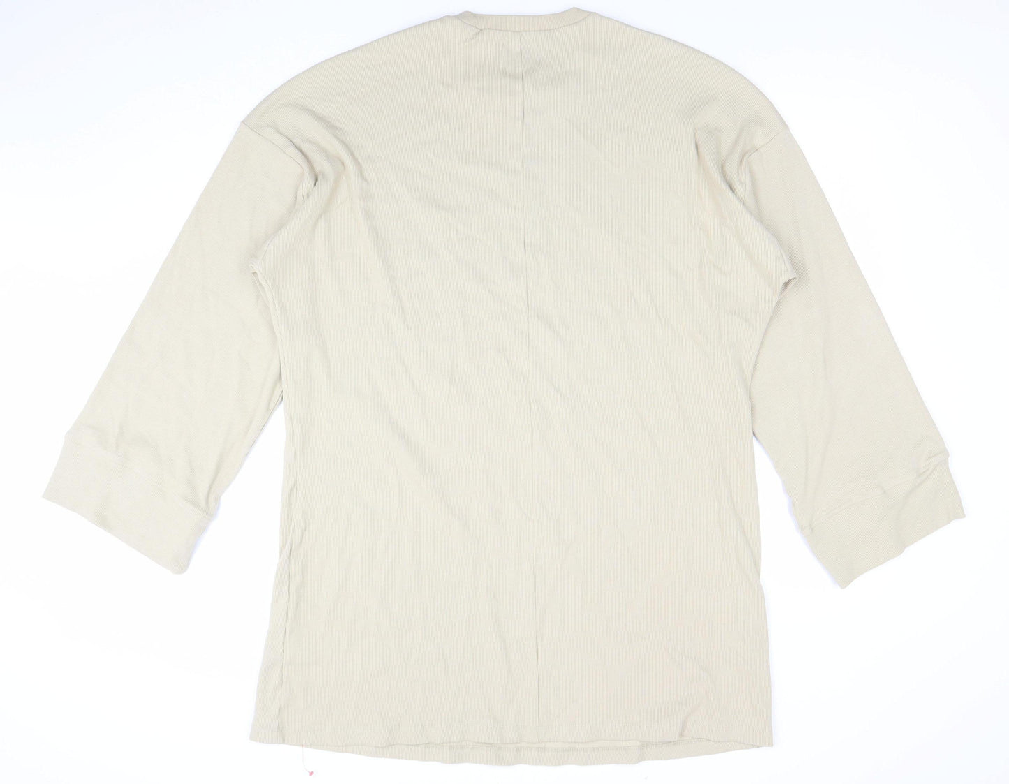 ASOS Women Beige 3/4 Sleeve Cotton Stretch T-Shirt Dress Size 14