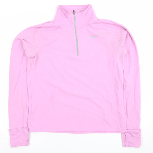 Nike Women's Pink Dri-FIT 1/4 Zip Long Sleeve Pullover Top Size S