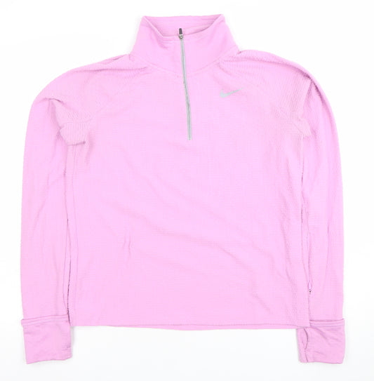 Nike Women's Pink Dri-FIT 1/4 Zip Long Sleeve Pullover Top Size S