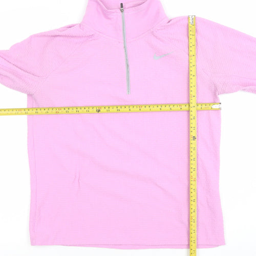 Nike Women's Pink Dri-FIT 1/4 Zip Long Sleeve Pullover Top Size S