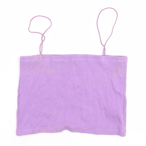 ZARA Women Purple Ribbed Camisole Tank Top Size L