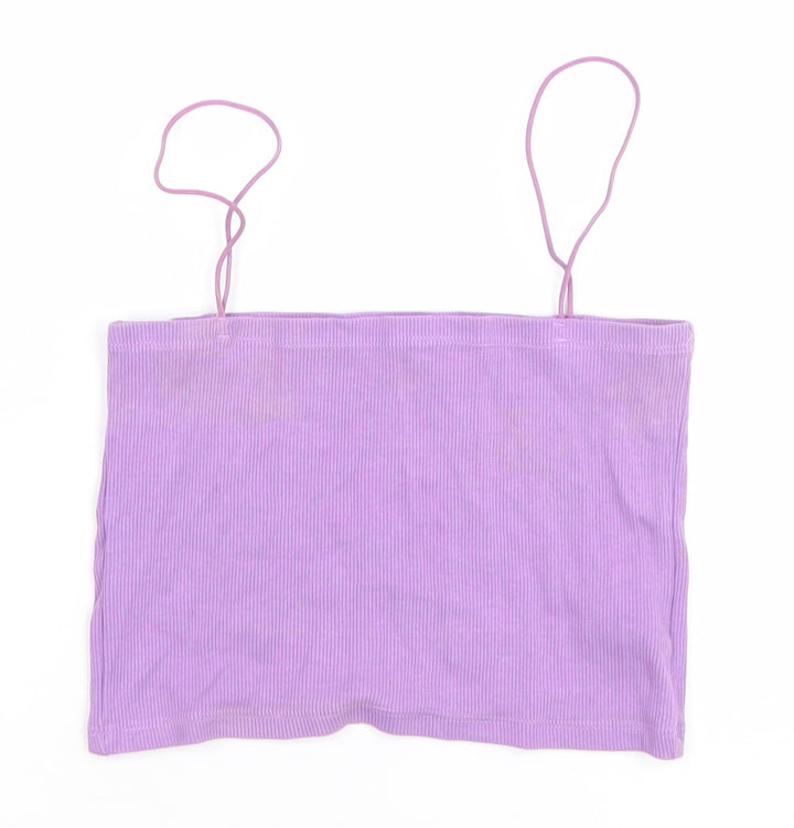 ZARA Women Purple Ribbed Camisole Tank Top Size L
