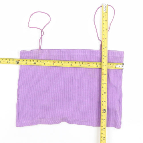 ZARA Women Purple Ribbed Camisole Tank Top Size L