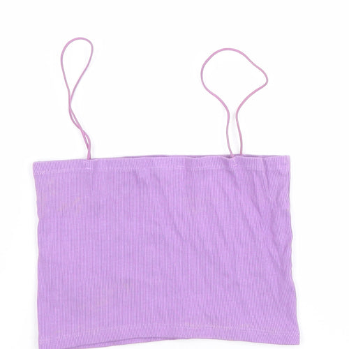 ZARA Women Purple Ribbed Camisole Tank Top Size L