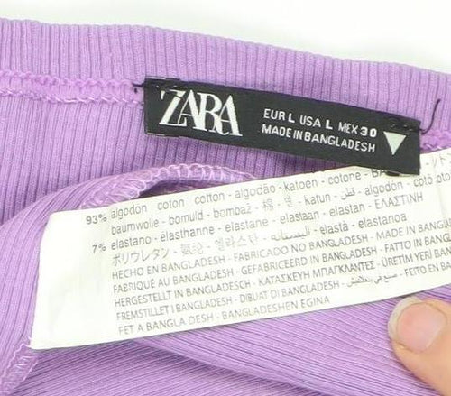 ZARA Women Purple Ribbed Camisole Tank Top Size L