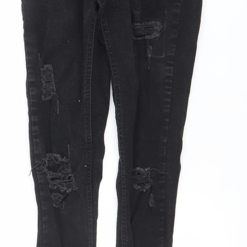 11 Degrees Men's Black Distressed Skinny Jeans W28 Denim Style