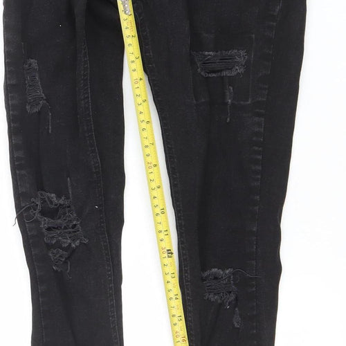 11 Degrees Men's Black Distressed Skinny Jeans W28 Denim Style