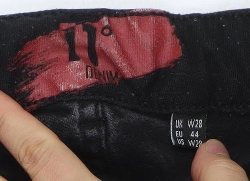 11 Degrees Men's Black Distressed Skinny Jeans W28 Denim Style