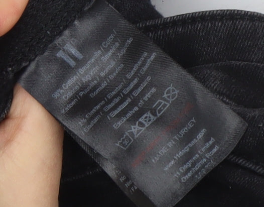 11 Degrees Men's Black Distressed Skinny Jeans W28 Denim Style