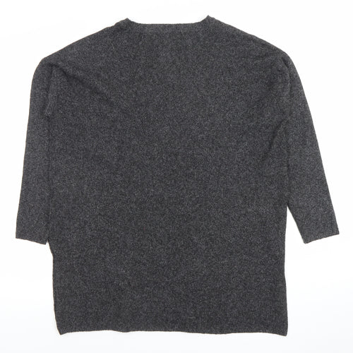 Vero Moda Women's Grey Relaxed Fit Alpaca Blend 3/4 Sleeve Jumper S