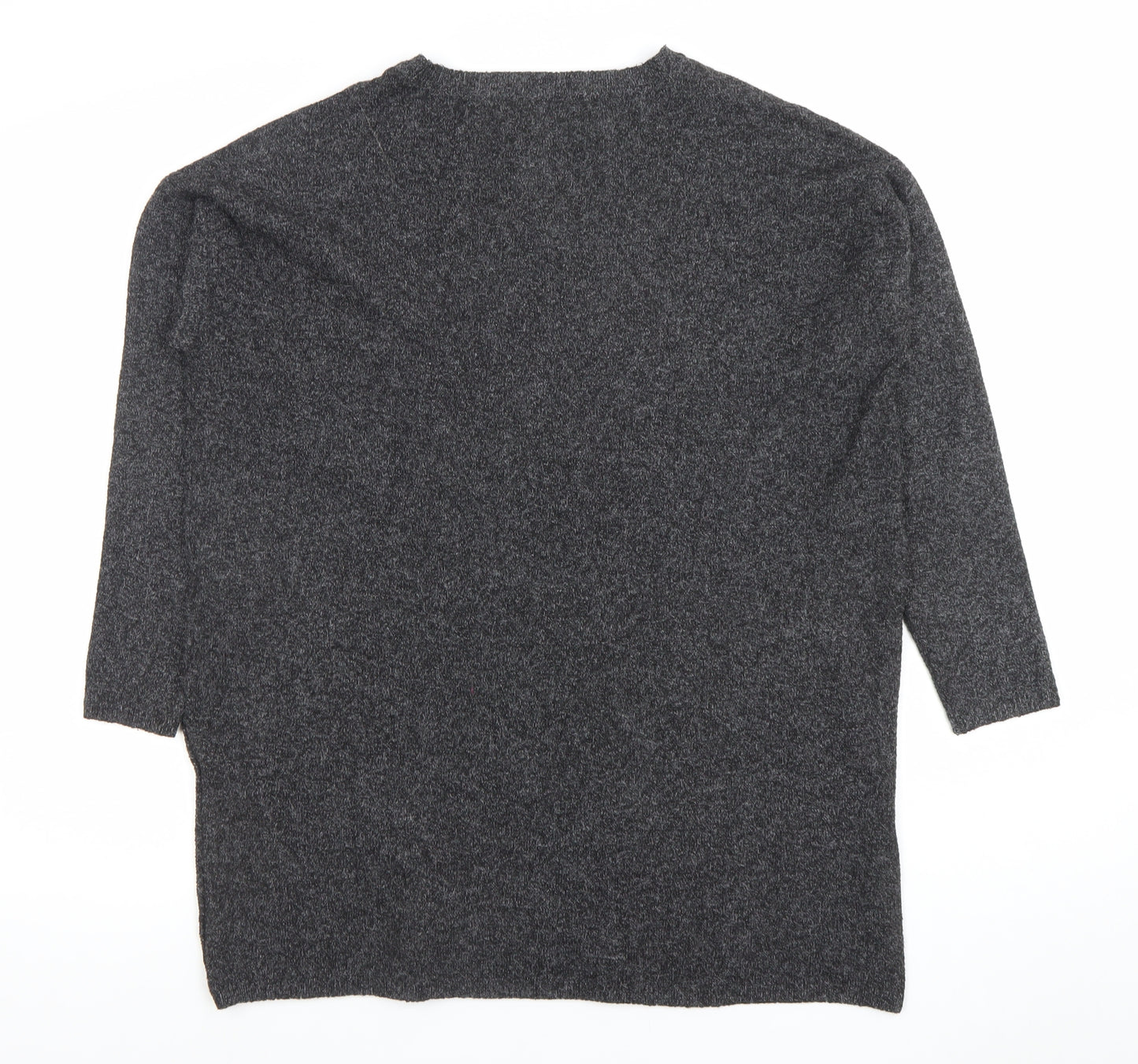 Vero Moda Women's Grey Relaxed Fit Alpaca Blend 3/4 Sleeve Jumper S
