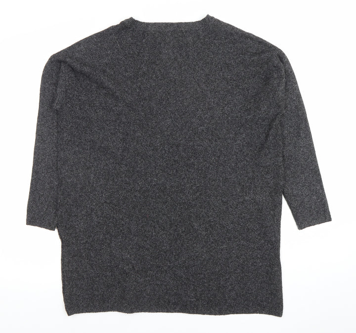 Vero Moda Women's Grey Relaxed Fit Alpaca Blend 3/4 Sleeve Jumper S