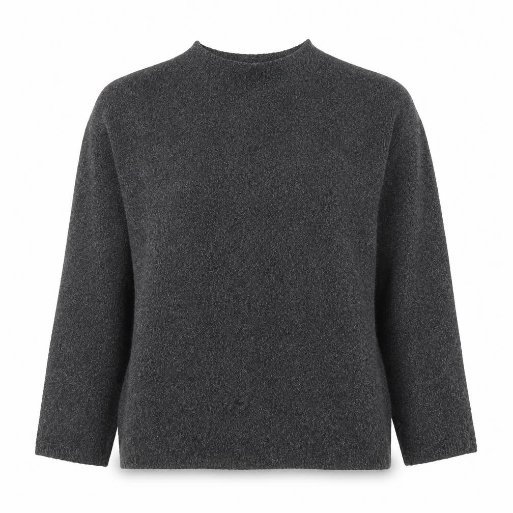 Vero Moda Women's Grey Relaxed Fit Alpaca Blend 3/4 Sleeve Jumper S