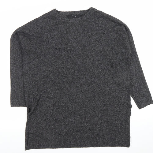 Vero Moda Women's Grey Relaxed Fit Alpaca Blend 3/4 Sleeve Jumper S