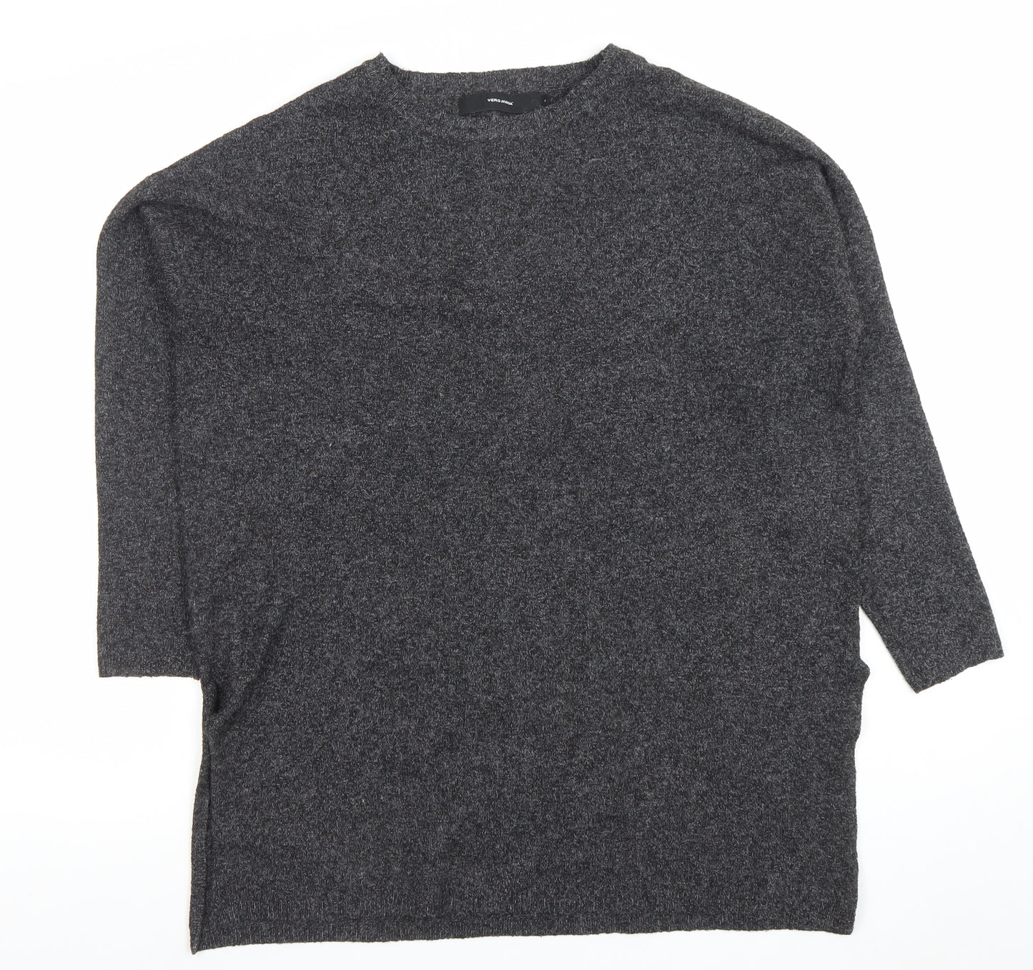 Vero Moda Women's Grey Relaxed Fit Alpaca Blend 3/4 Sleeve Jumper S