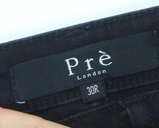 Pré London Men's Black Slim Jeans 30R Cotton Blend Straight Fit