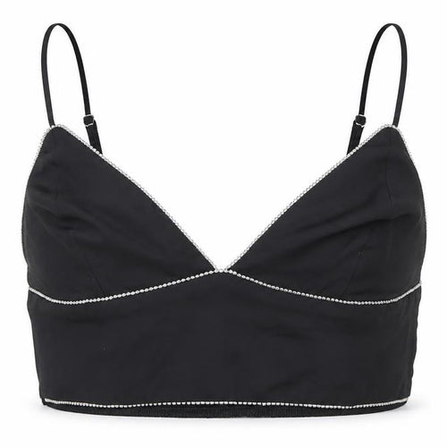 Pull&Bear Women’s Black V-Neck Beaded Camisole Top Size 10