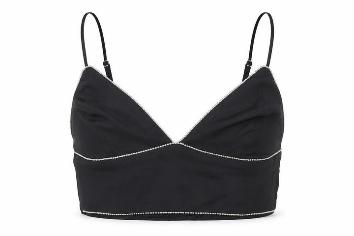 Pull&Bear Women’s Black V-Neck Beaded Camisole Top Size 10
