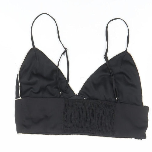 Pull&Bear Women’s Black V-Neck Beaded Camisole Top Size 10