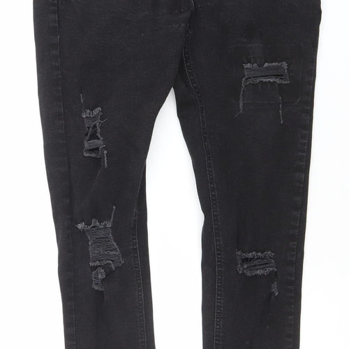 11 Degrees Men’s Black Distressed Skinny Jeans W32 Slim Fit