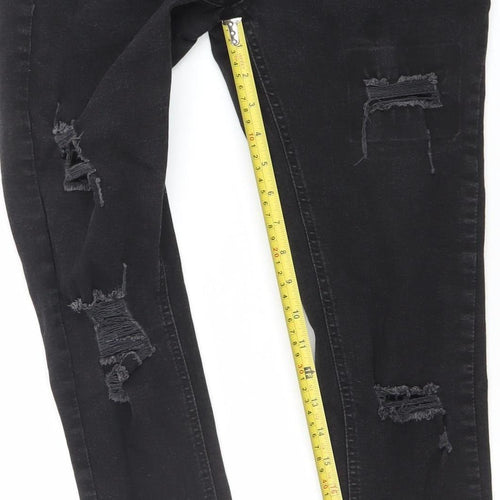 11 Degrees Men’s Black Distressed Skinny Jeans W32 Slim Fit