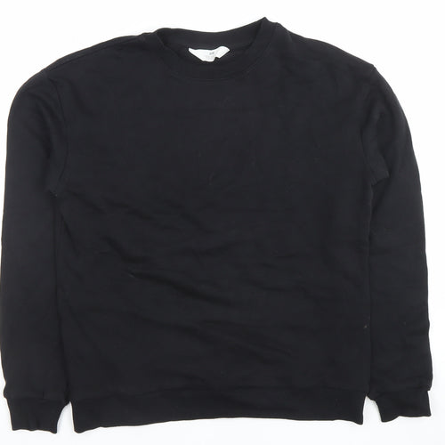 H&M Girls Black Cotton Blend Crew Neck Pullover Sweatshirt 14 Years