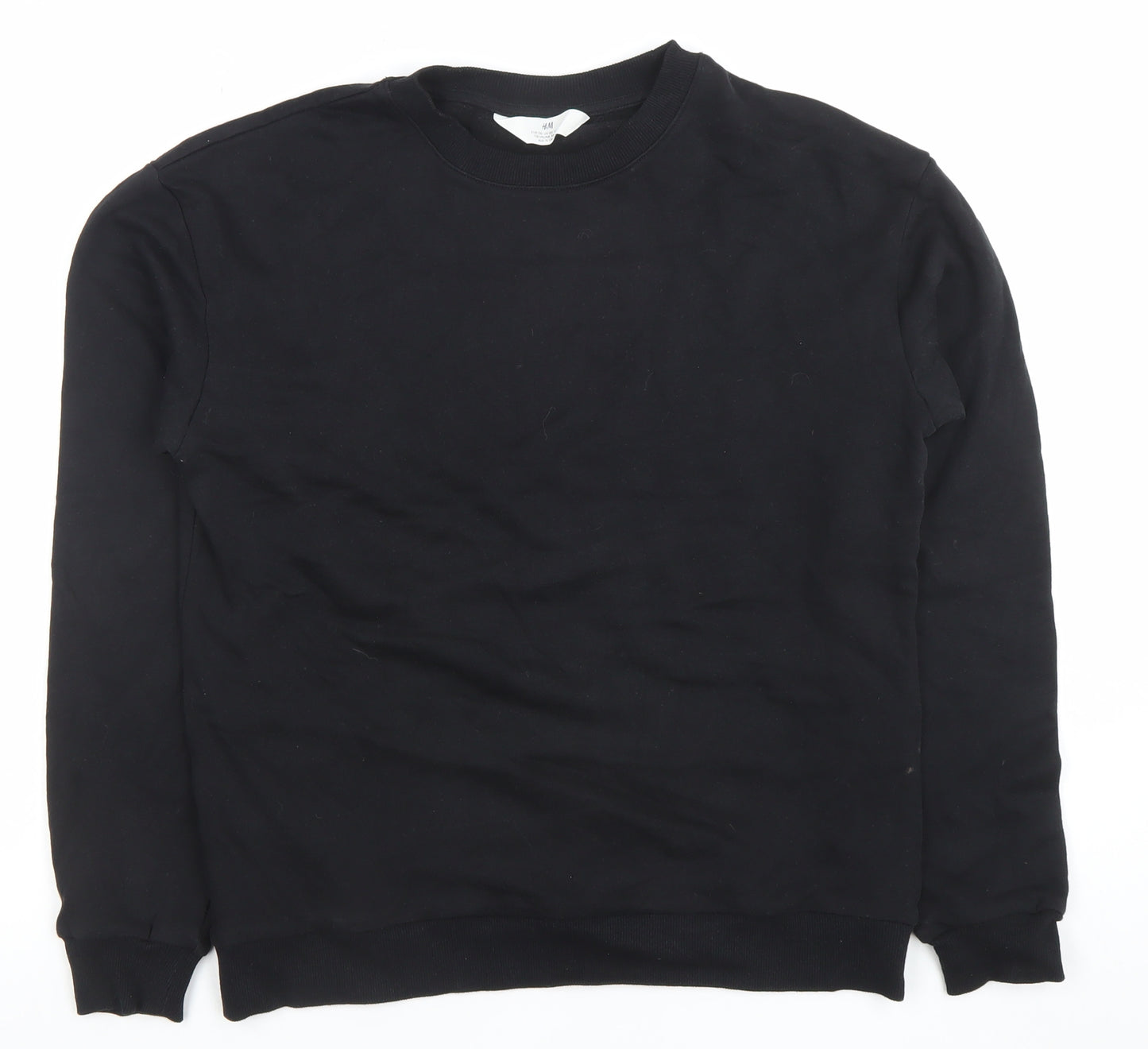 H&M Girls Black Cotton Blend Crew Neck Pullover Sweatshirt 14 Years