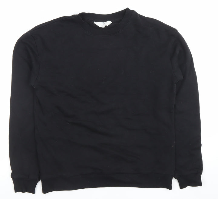 H&M Girls Black Cotton Blend Crew Neck Pullover Sweatshirt 14 Years