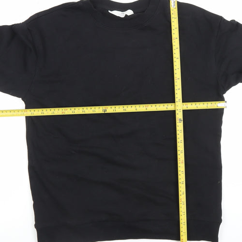 H&M Girls Black Cotton Blend Crew Neck Pullover Sweatshirt 14 Years