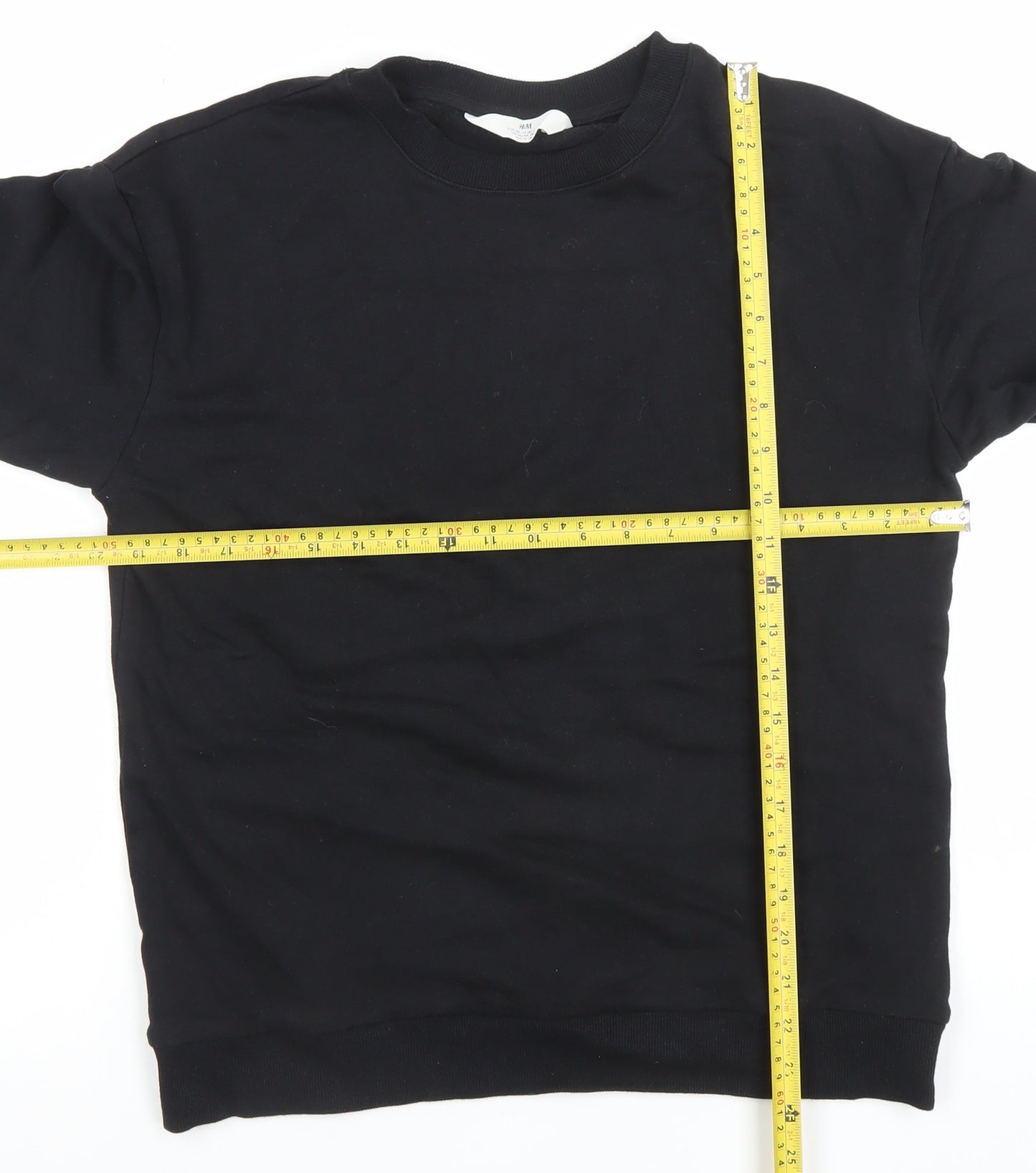 H&M Girls Black Cotton Blend Crew Neck Pullover Sweatshirt 14 Years