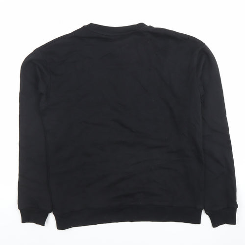 H&M Girls Black Cotton Blend Crew Neck Pullover Sweatshirt 14 Years