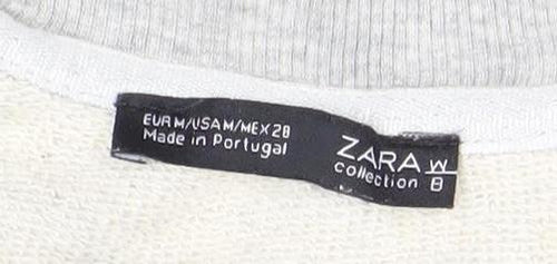 ZARA Women Grey Long Sleeve Pullover Sweatshirt Size 8