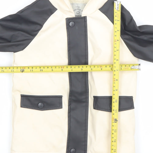 George Girls Beige Black Panda Hooded Rain Coat 2-3 Years Lined Waterproof Jacket