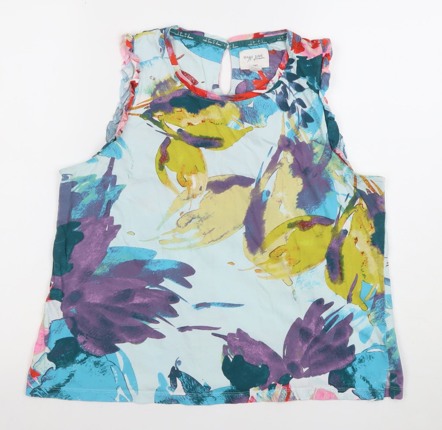 Next Women’s Multicoloured Floral Sleeveless Blouse UK 14 Cotton
