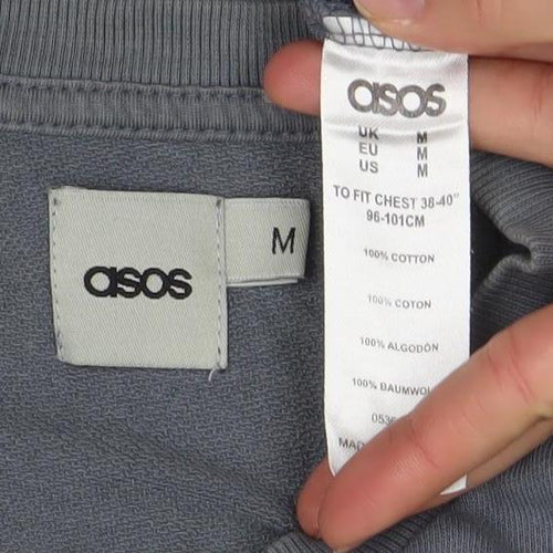 ASOS Men Blue M Crew Neck Long Sleeve Pullover Sweatshirt