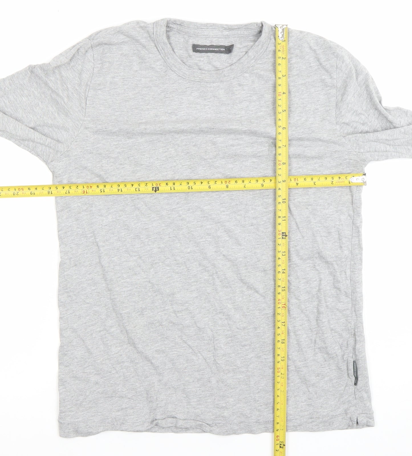 French Connection Men's Grey Long Sleeve Crew Neck T-Shirt Size M
