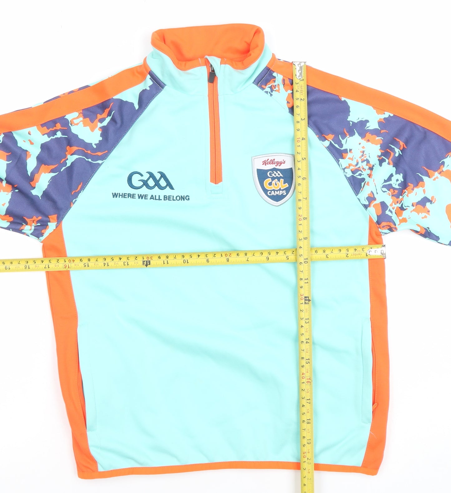 Masita Boys Blue Orange 1/4 Zip GAA Hoodie Sweatshirt Size 34