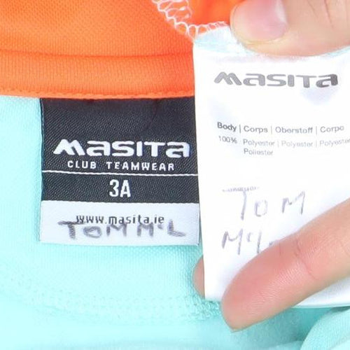 Masita Boys Blue Orange 1/4 Zip GAA Hoodie Sweatshirt Size 34