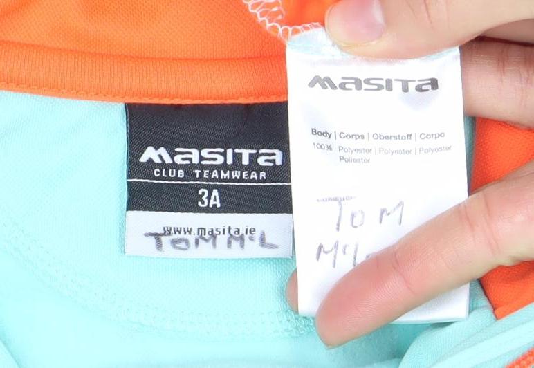 Masita Boys Blue Orange 1/4 Zip GAA Hoodie Sweatshirt Size 34