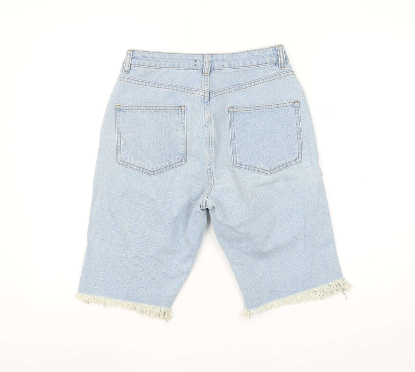 Motel Women’s Blue Distressed Denim Bermuda Shorts UK 8