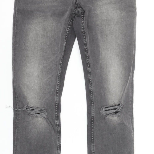 H&M Girls Grey Superstretch Skinny Jeans 13 Years Ripped Denim Casual