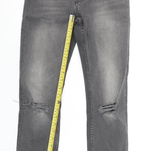 H&M Girls Grey Superstretch Skinny Jeans 13 Years Ripped Denim Casual
