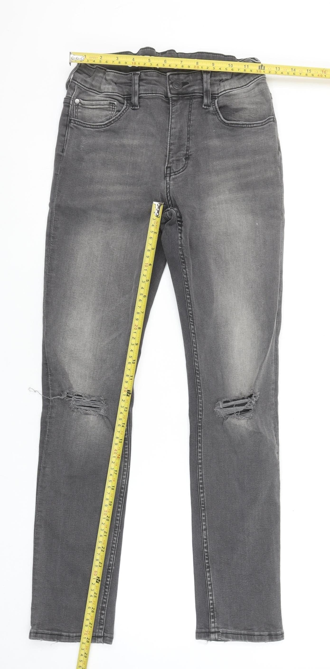 H&M Girls Grey Superstretch Skinny Jeans 13 Years Ripped Denim Casual
