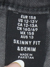 H&M Girls Grey Superstretch Skinny Jeans 13 Years Ripped Denim Casual